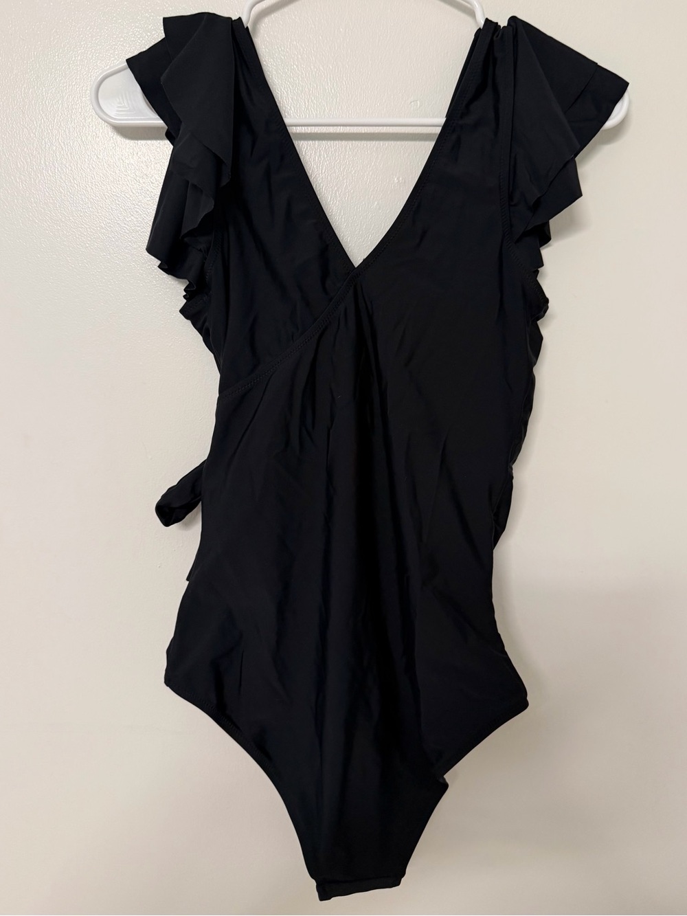 Black Ruffle One-Piece Swimsuit for Women